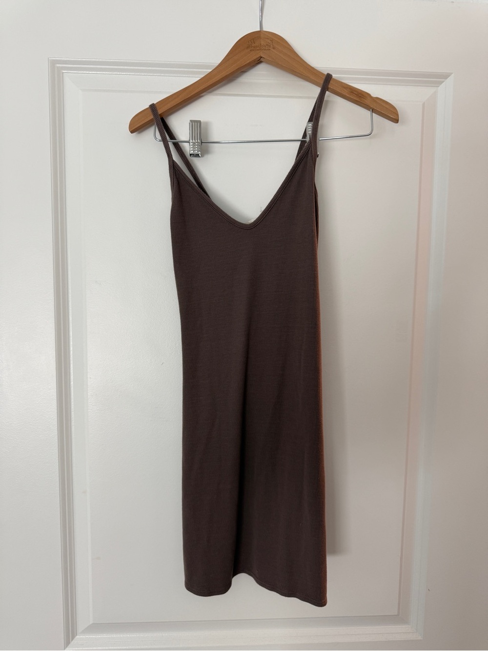 Joah Brown Coffee Color Ribbed Mini Dress
